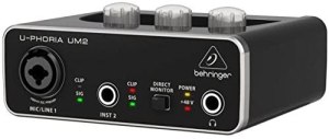 BEHRINGER Audio Interface, 1x XLR/TRS 1x 1/4" 2X RCA USB, Black, 1-Channel (UM2)
