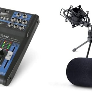 Pyle Professional Audio Mixer Sound Board Console - Desk System Interface with 6 Channel, USB, Bluetooth, Digital MP3 Computer