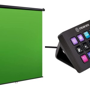 Elgato Green Screen MT - Wall-Mounted Retractable Chroma Key Backdrop & Stream Deck MK.2 – Studio