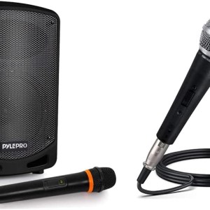 Pyle Bluetooth Karaoke PA Speaker - Indoor / Outdoor Portable Sound System with Wireless Mic, Audio Recording, Rechargeable