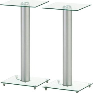 Monoprice Glass Speaker Stand - 23 Inch (Pair) with Cable Management, Supports up to 22 Pounds (10kg), Sturdy and Durable,