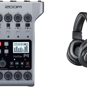 Zoom PodTrak P4 Podcast Recorder, Battery Powered, 4 Microphone Inputs, 4 Headphone Outputs, Phone and USB Input for Remote