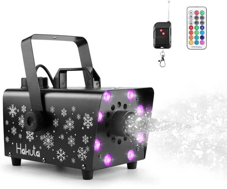 Snow Machine, Hakuta 800W Snow Machine with 8 LED RGB Lights, 13 LED Lighting Colors and 2 Remotes, Perfect for Christmas,