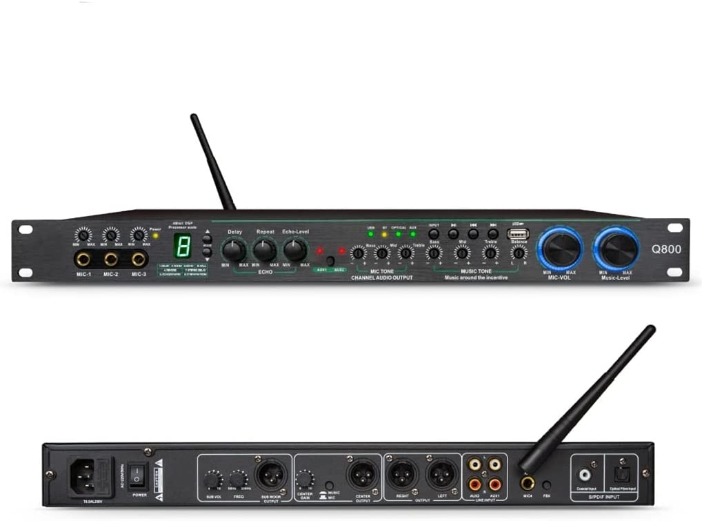 LUKEO KTV Before Fiber Bluetooth USB Anti Noise Feedback Suppressor Home Singing K Song Reverb Units
