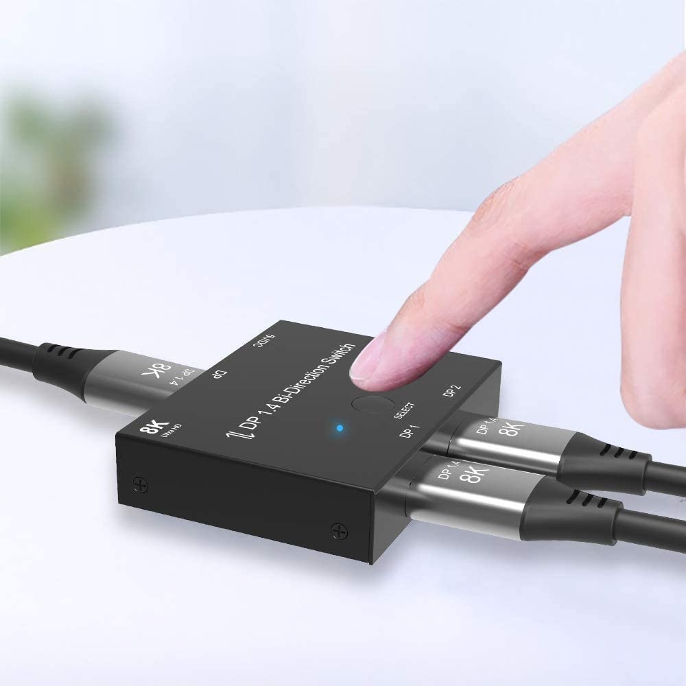 Angusplay DisplayPort Switch 8K Splitter Bidirectional DP 1.4 Switcher 2 in 1 Out/1 in 2 Out Supports 8K@30Hz 4K@120Hz - Image 4