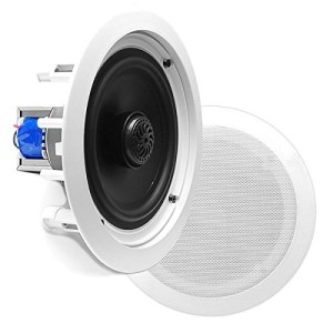 8” Ceiling Wall Mount Speakers - Pair Of 2-Way Midbass Woofer Speaker Directable 1” Titanium Dome Tweeter Flush Design W/
