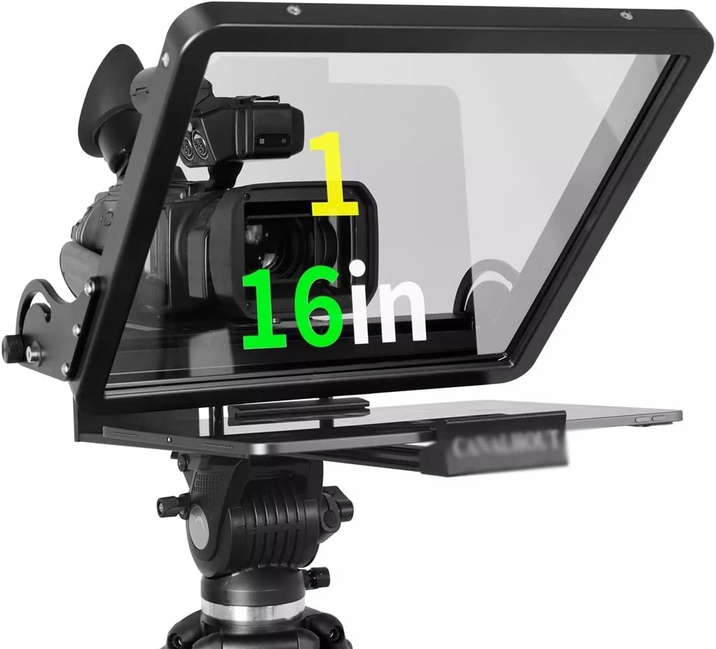 ZLXDP 16" Universal Teleprompter for All Tablets/iPad,Video Camera/DSLR,Pre-Assembled, 70/30 Beam Splitting Glass with Tote