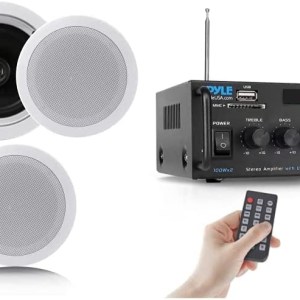 Pyle Pair 6.5” Flush Mount In-wall In-ceiling 2-Way Home Speaker System Spring Loaded Quick Connections Dual Polypropylene