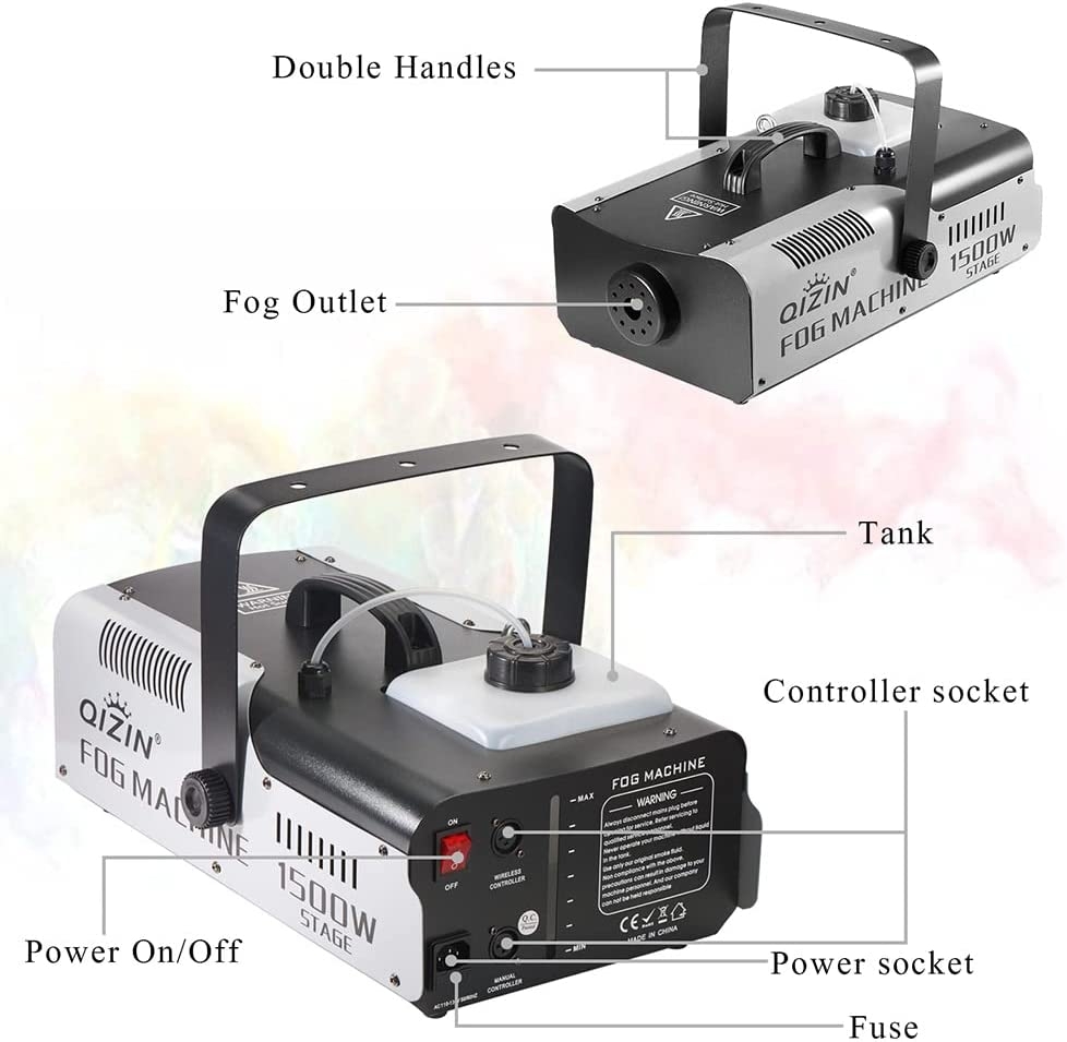 Fog Machine 1500 Watt with 2 Sets of Controllers, Professional Stage Smoke Machine for DJ Halloween Parties Wedding Christmas - Image 12