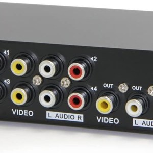 Panlong 4-Way AV Switch RCA Switcher 4 in 1 Out Composite Video L/R Stereo Audio Selector Box for DVD STB Game Consoles