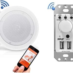 Pyle Pair 8” Bluetooth Flush Mount In-wall In-ceiling 2-Way Universal Home Speaker System Spring Loaded Quick Connections