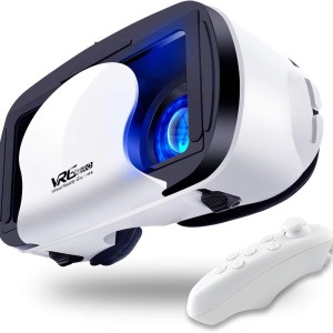 VR Headset with Controller Adjustable 3D VR Glasses Virtual Reality Headset HD Blu-ray Eye Protected Support 5~7 Inch for