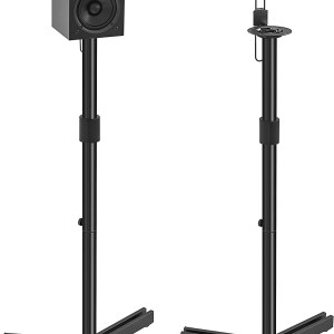 Universal Speaker Stands - Height Adjustable Extend 34" to 46" for Satellite Speakers and Small Bookshelf Speakers up to 8 lbs