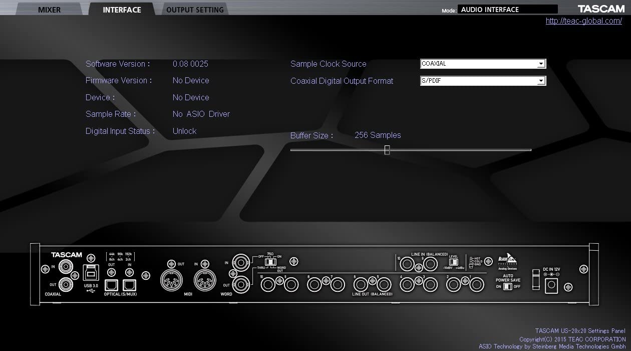 Tascam US-16x08 Rackmount USB Audio/MIDI Interface - Image 5