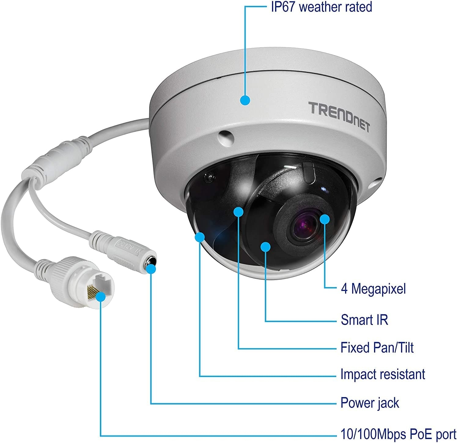 TRENDnet Indoor/Outdoor 4MP H.265 PoE IR Dome Network Camera, TV-IP1329PI, 2560 x 1440, Security Camera with Night Vision up to - Image 6
