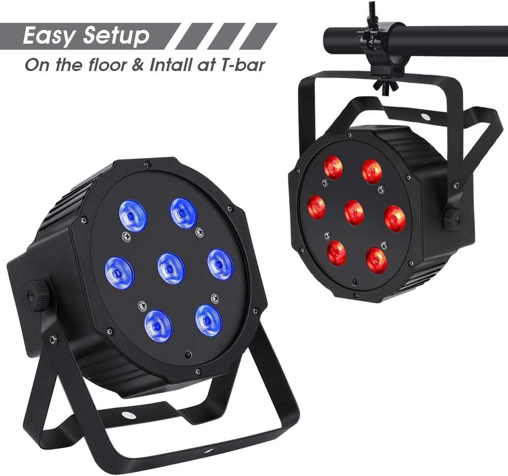 2 Pack Par Lights, YeeSite 70W 7LEDs RGBW 4 in 1 Stage Lights Sound Activated by Remote & DMX Control, Multi-Mode Par Can Light - Image 14