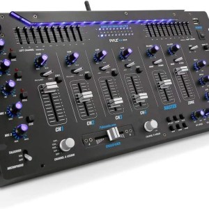 Pyle 6 Channel Mixer, Bluetooth DJ Controller, Stereo Mixer, Professional Sound System, LED Illumination, Mixer Digital Audio,