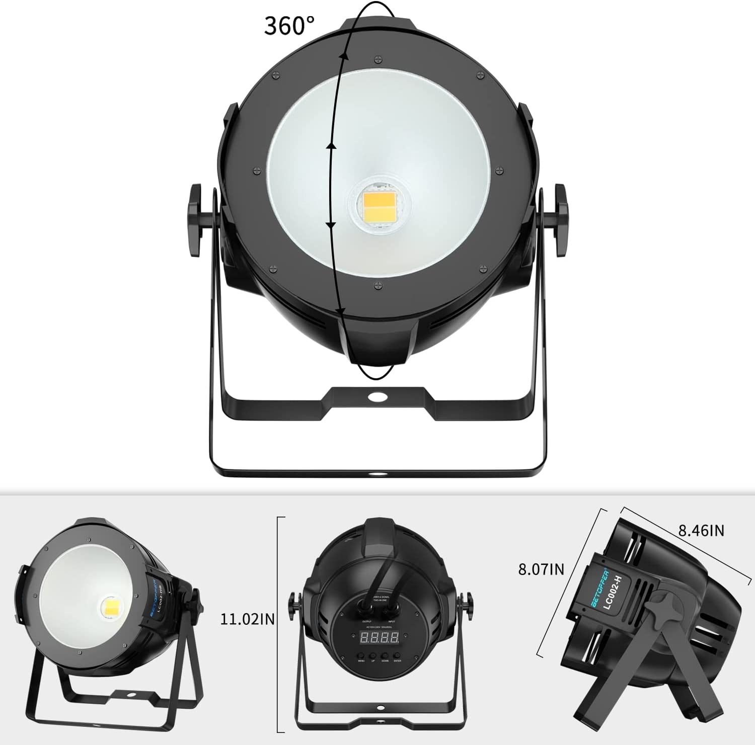 BETOPPER Stage Lights 200W COB LED Stage Spotlights w/Barndoor Warm & Cold White LED Par Lights DMX/Master-Slave DJ Lights - Image 8