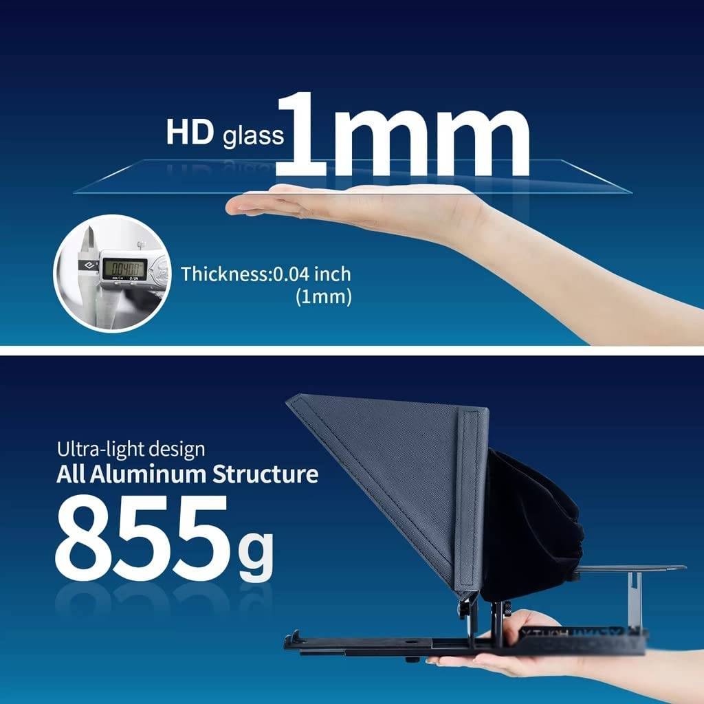 ZLXDP Liftable Teleprompter with Tempered Beam Splitter 70/30 Glass Supports Wide-Angle Shooting, Recording Short Videos - Image 5