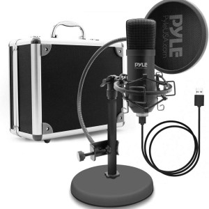 USB Microphone Podcast Recording Kit - Audio Cardioid Condenser Mic w/ Desktop Stand and Pop Filter - For Gaming PS4, Streaming,