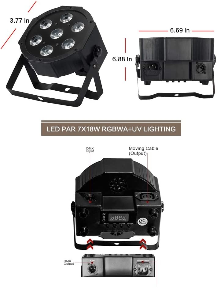 SHEHDS Stage Lights 18x12W LED Par Can Lights RGBW 4in1 DMX Uplights Aluminum Shell LED Stage Lighting DJ Lights with Sound - Image 16