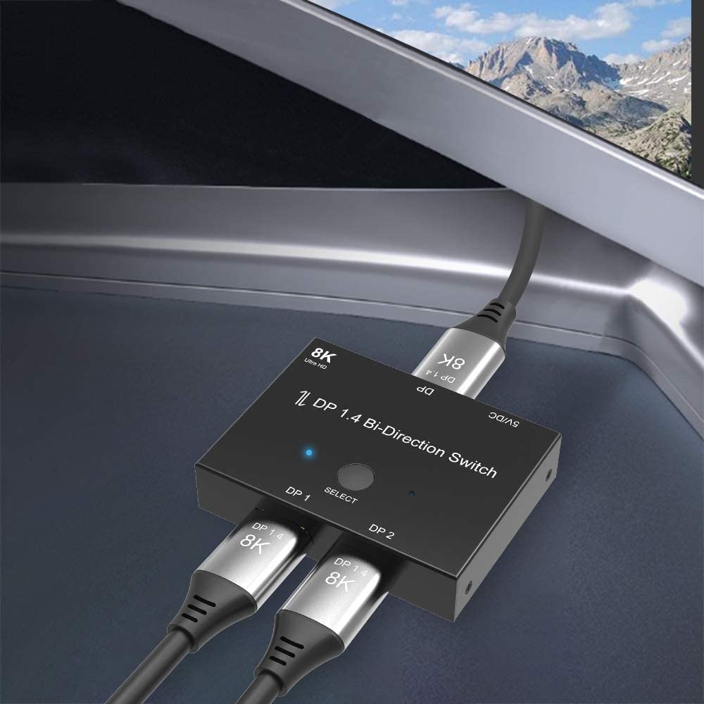 Angusplay DisplayPort Switch 8K Splitter Bidirectional DP 1.4 Switcher 2 in 1 Out/1 in 2 Out Supports 8K@30Hz 4K@120Hz - Image 6