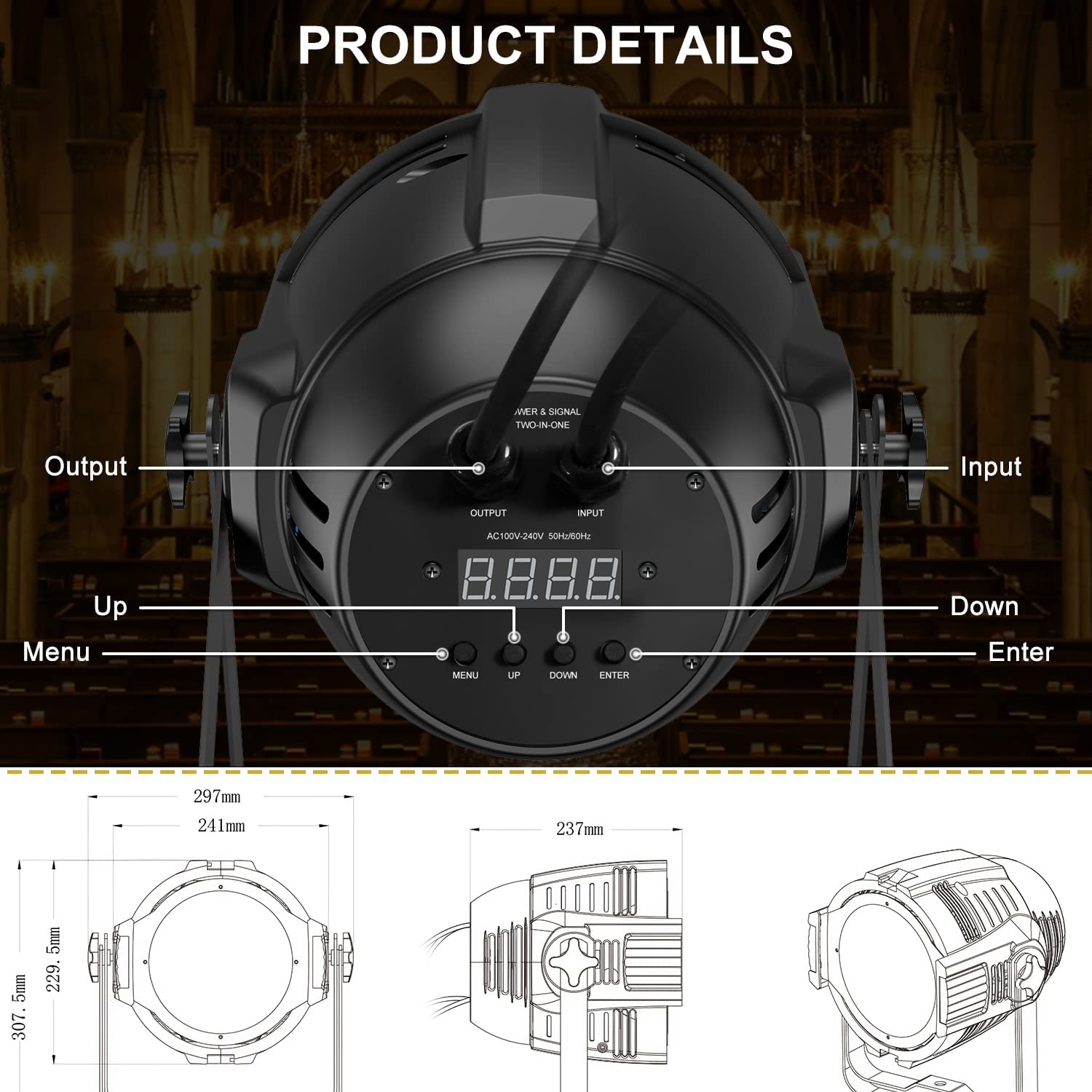 BETOPPER Stage Lights 200W COB LED Stage Spotlights w/Barndoor Warm & Cold White LED Par Lights DMX/Master-Slave DJ Lights - Image 7