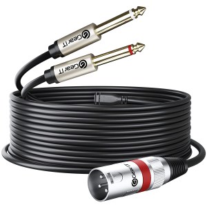 GearIT XLR Male to Dual 1/4 inch Cable (10ft) Y-Cable Splitter Adapter Cord TS Mono Stereo, Compatible with Guitar, Bass,