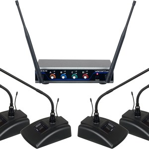 VocoPro, 4 Wireless Microphone System, XLR Connector, Black, Digital-Quad-Conference-C4 (Digital-Quad-Conference-C4)