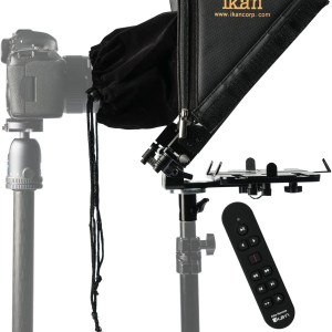 Ikan Elite Tablet Teleprompter, w/Remote for Light Stands, Supports Ipad, Android, and Windows Tablets, Foldable Glass Frame