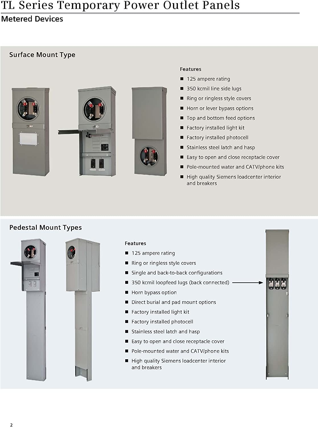 Siemens TL137US Talon Temporary Power Outlet Panel with a 20, 30, and 50-Amp Receptacle Installed, Unmetered - Image 4