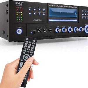 Pyle 4 Channel Wireless Bluetooth Amplifier - 3000 Watt Stereo Speaker Home Audio Receiver w/ FM Radio, USB, 2 Microphone w/