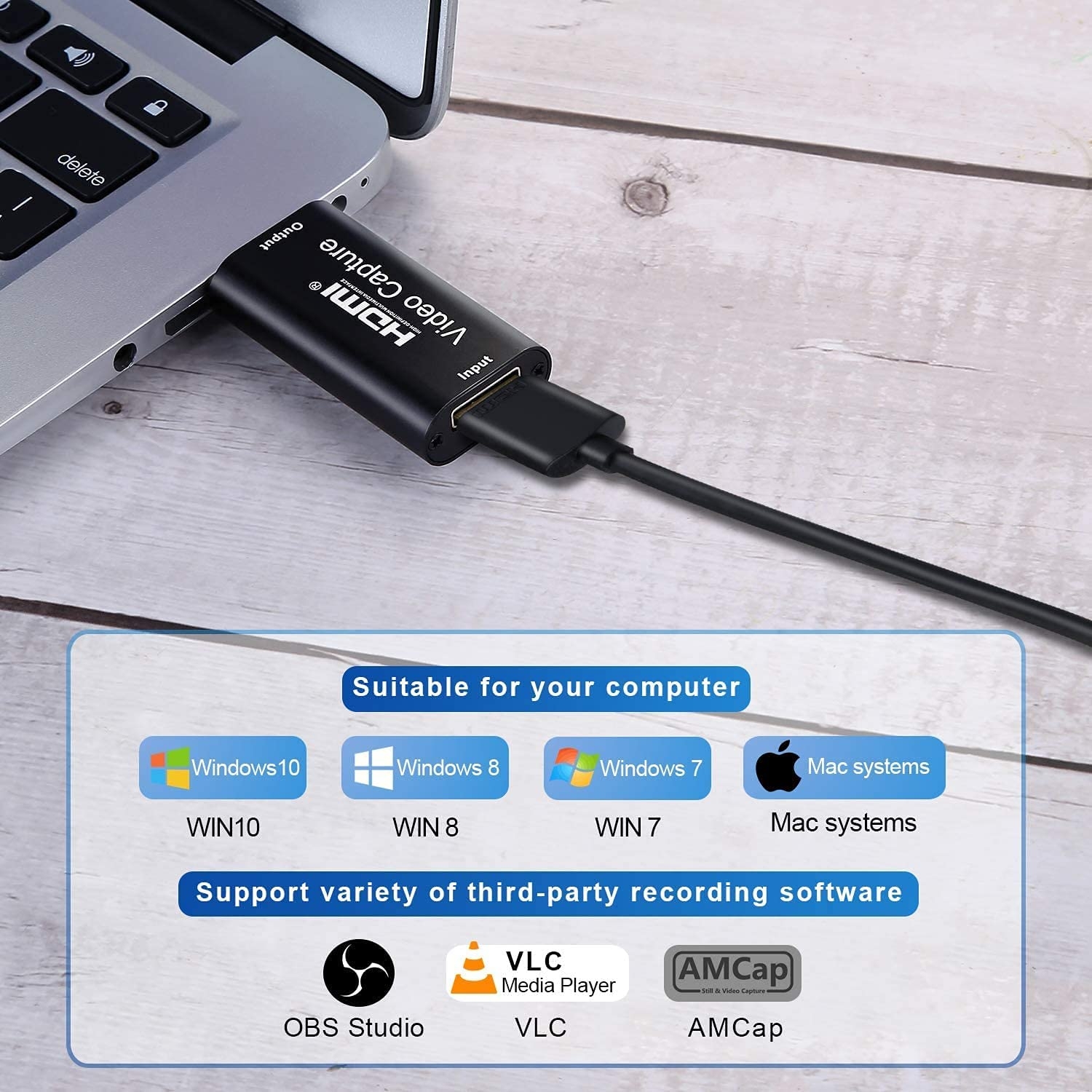 Yxflz Video HDMI Capture Card, 1080P 4K HDMI to USB 2.0 Cam Link Audio Capture Card Device Record to DSLR Camcorder Action - Image 2