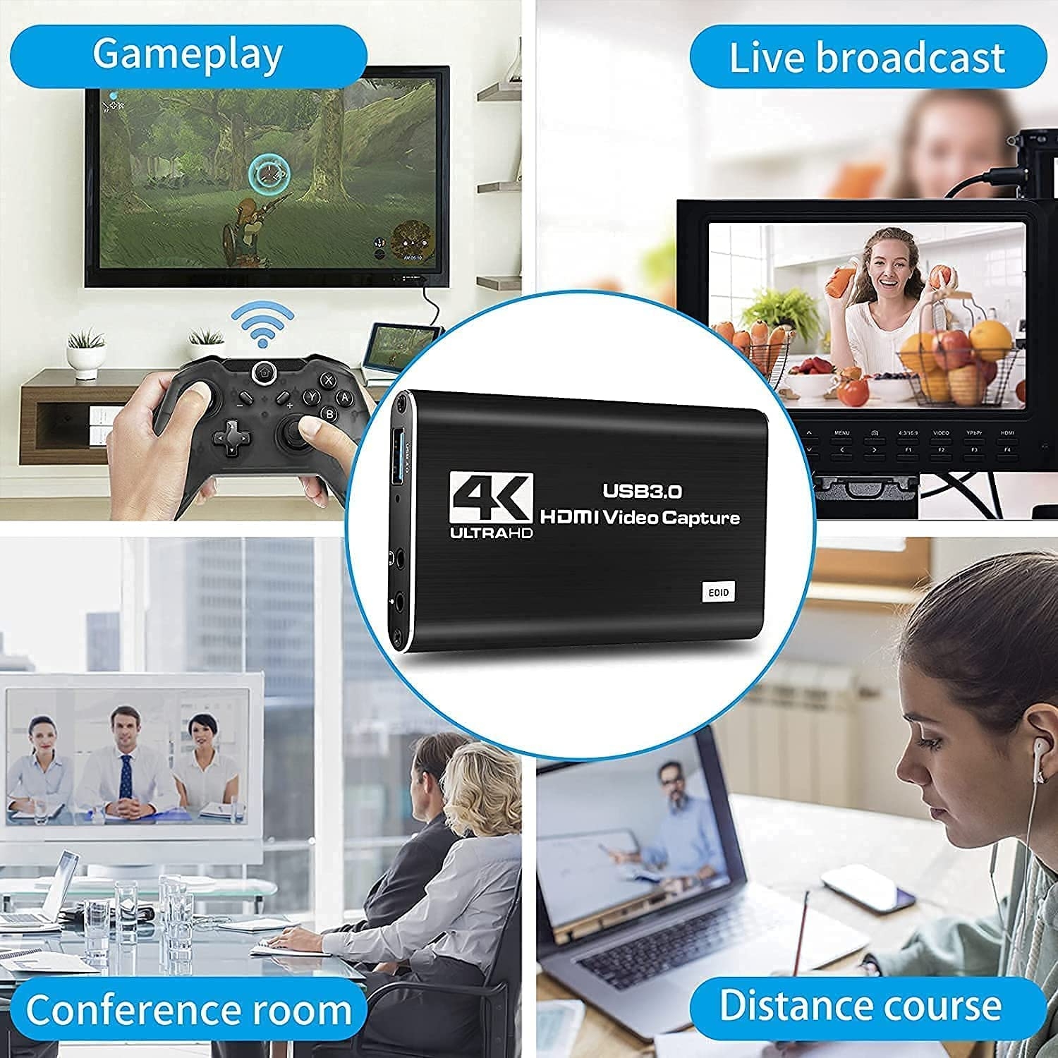 IPXOZO Audio Video Capture Card,4K HDMI USB 3.0 Capture Adapter 1080P 60fps Video Capture Device Portable Video Converter for - Image 6