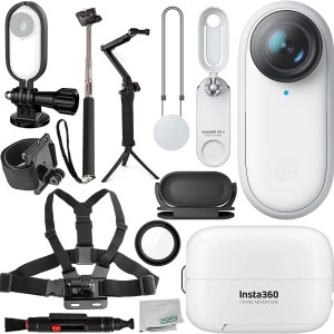 Insta 360 GO 2 Action Camera with Starter Accessory Bundle - Includes: Frame Adapter for Insta360 GO2, 3-in-1 Multi-Grip (Selfie