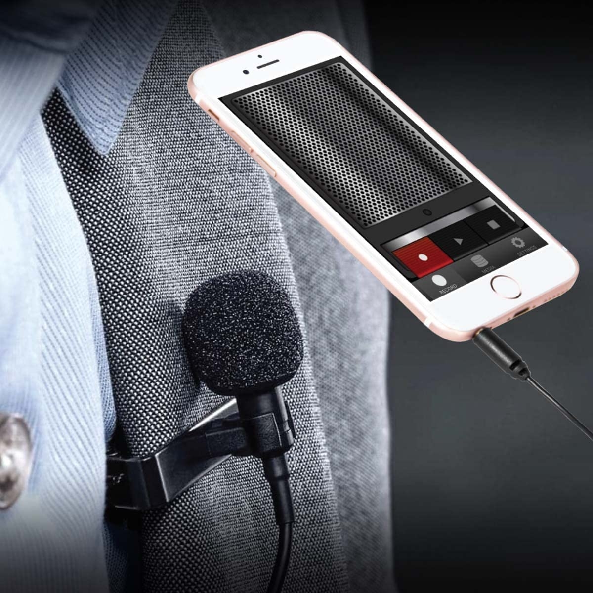 BOWER Lavalier Microphone, Black - Image 7