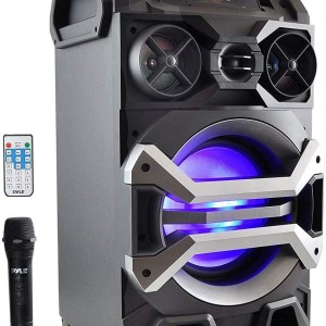 Pyle 500 Watt Outdoor Portable BT Connectivity Karaoke Speaker System - PA Stereo with 8" Subwoofer, DJ Lights Rechargeable