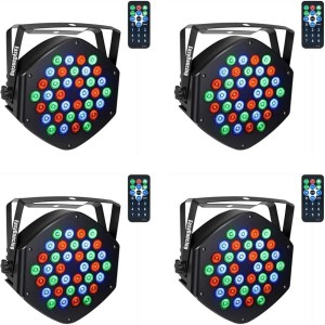 Par Lighting for Stage, 36x1W LED RGB 7 Channel with Remote for DJ KTV Disco Party (4 PCS)