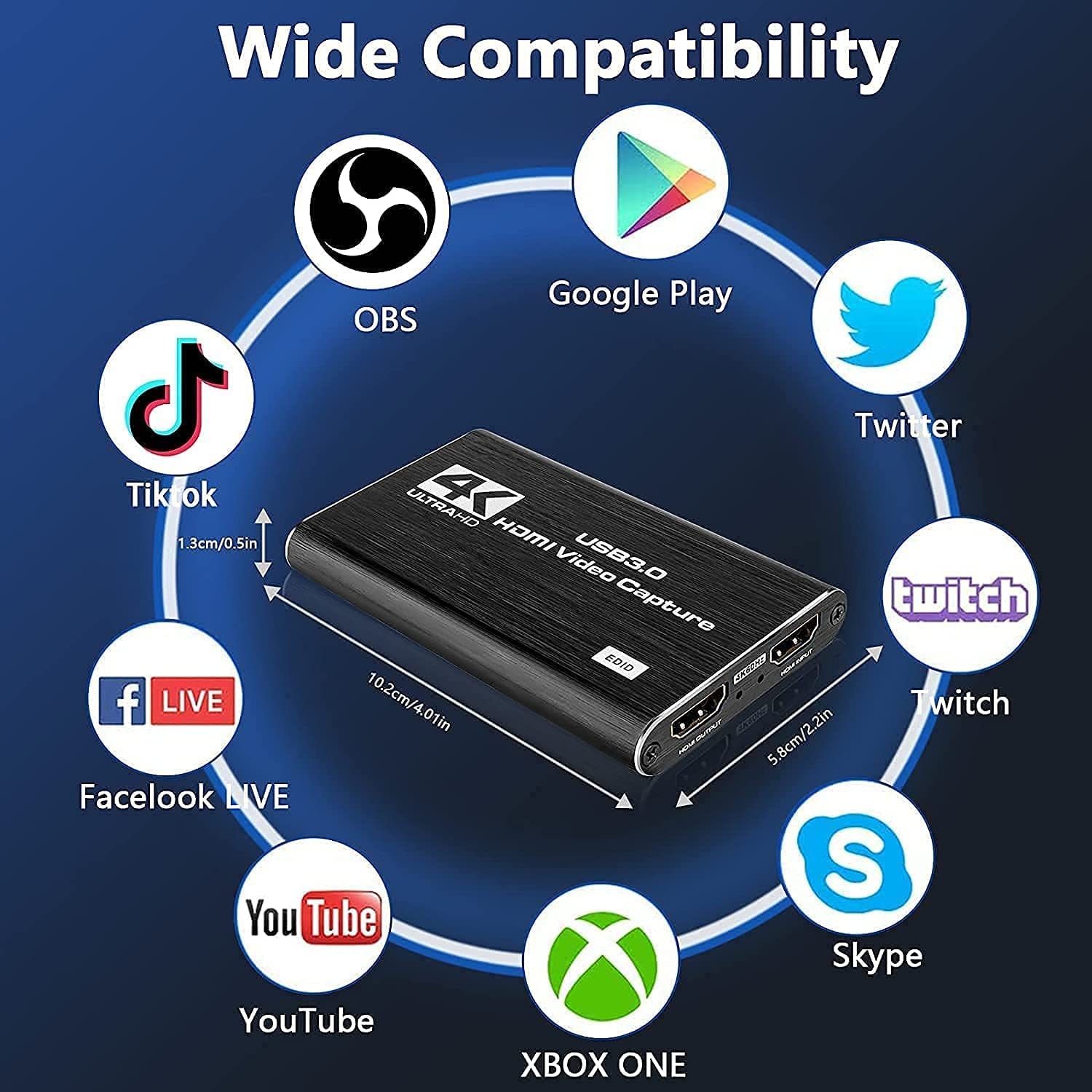 IPXOZO Audio Video Capture Card,4K HDMI USB 3.0 Capture Adapter 1080P 60fps Video Capture Device Portable Video Converter for - Image 7