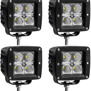 LEDKINGDOMUS 4 Inch LED Light Bar 4pcs 20W Flood Cube LED Work Light Pod Off Road Light LED Fog Light Compatible for Truck Boat
