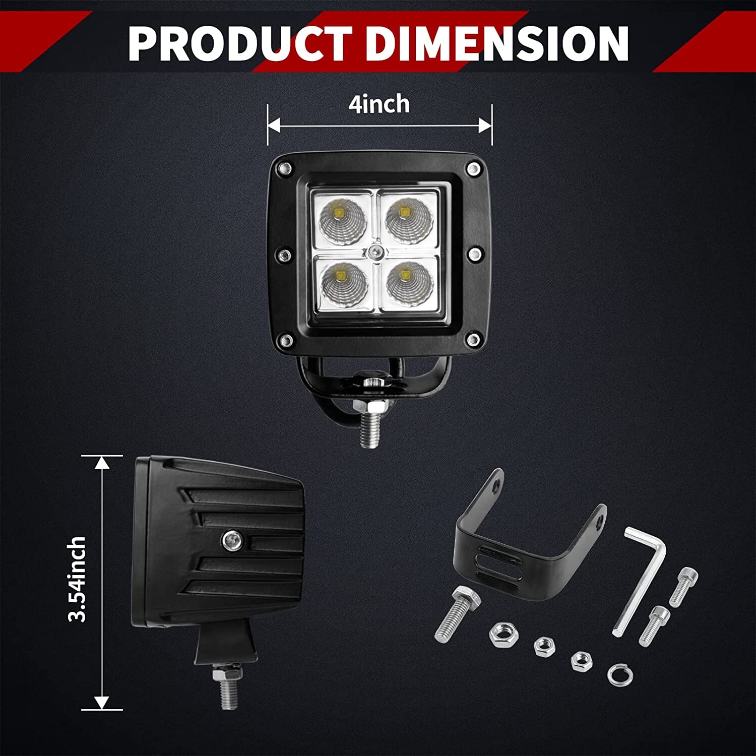 LEDKINGDOMUS 4 Inch LED Light Bar 4pcs 20W Flood Cube LED Work Light Pod Off Road Light LED Fog Light Compatible for Truck Boat - Image 2
