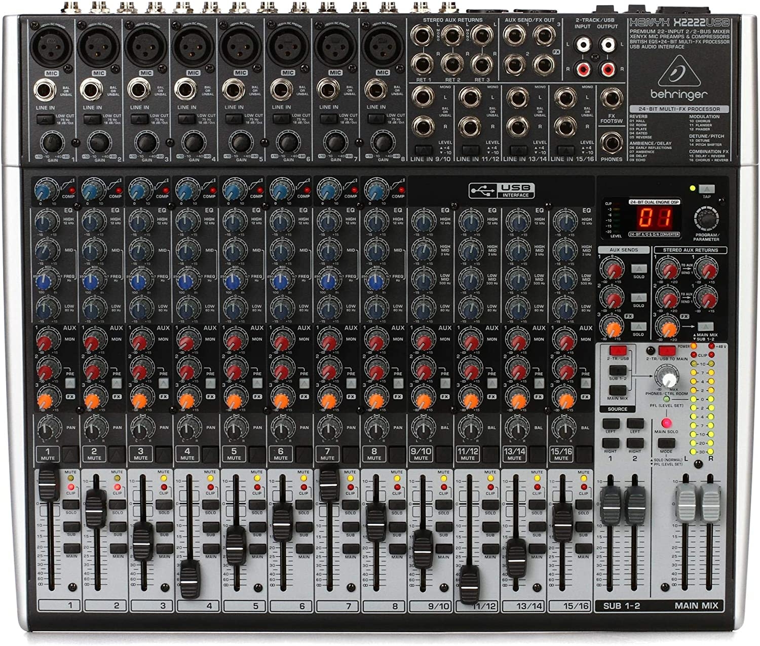 Behringer Xenyx X2222USB Mixer with USB and Effects - Event