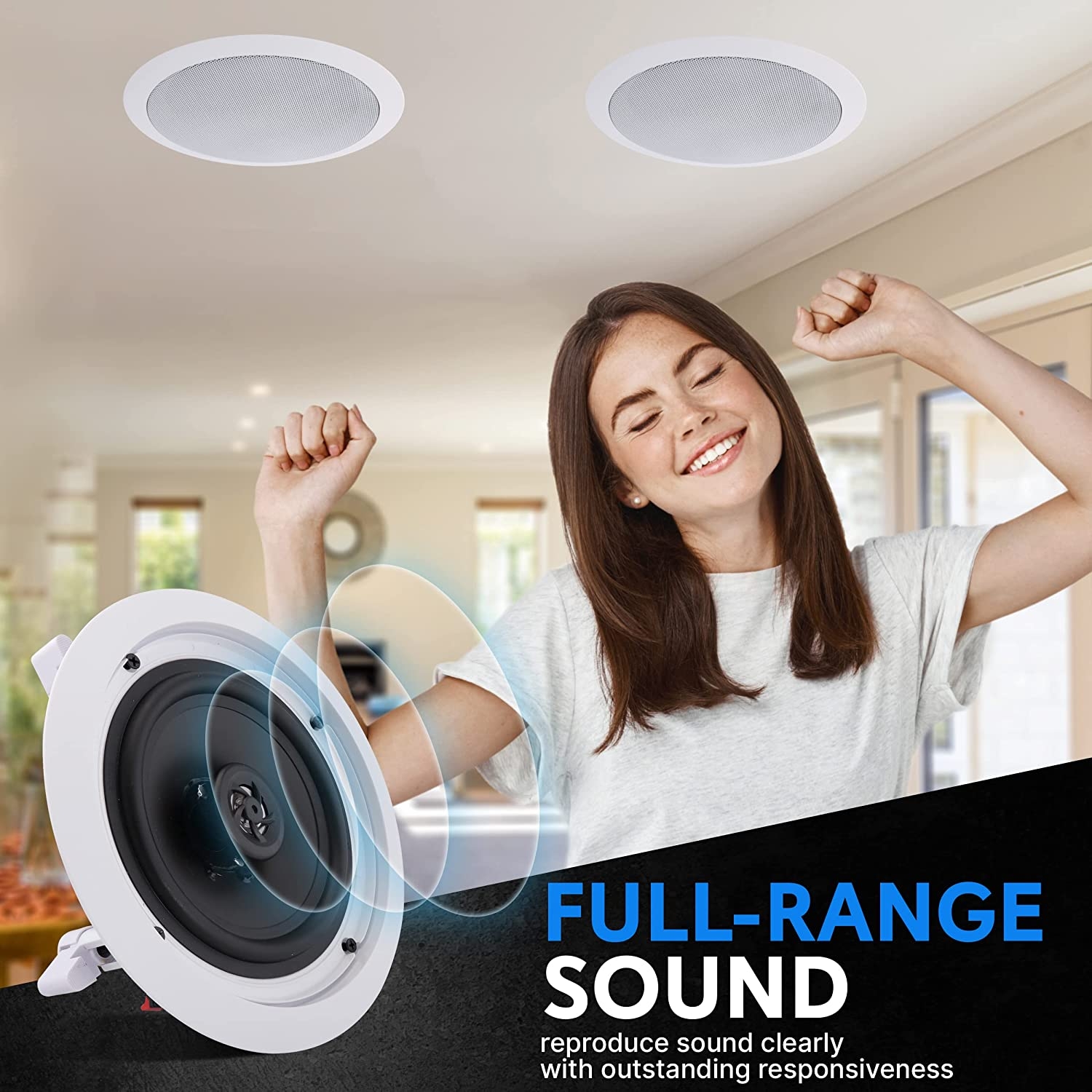 Pyle Pair 6.5” Flush Mount In-wall In-ceiling 2-Way Home Speaker System Spring Loaded Quick Connections Dual Polypropylene - Image 12