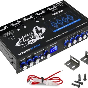 LANZAR 4 Band Parametric Equalizer with Bluetooth Wireless Audio Connectivity HTGEPBT9H – Blue Light Illumination, Half-DIN,
