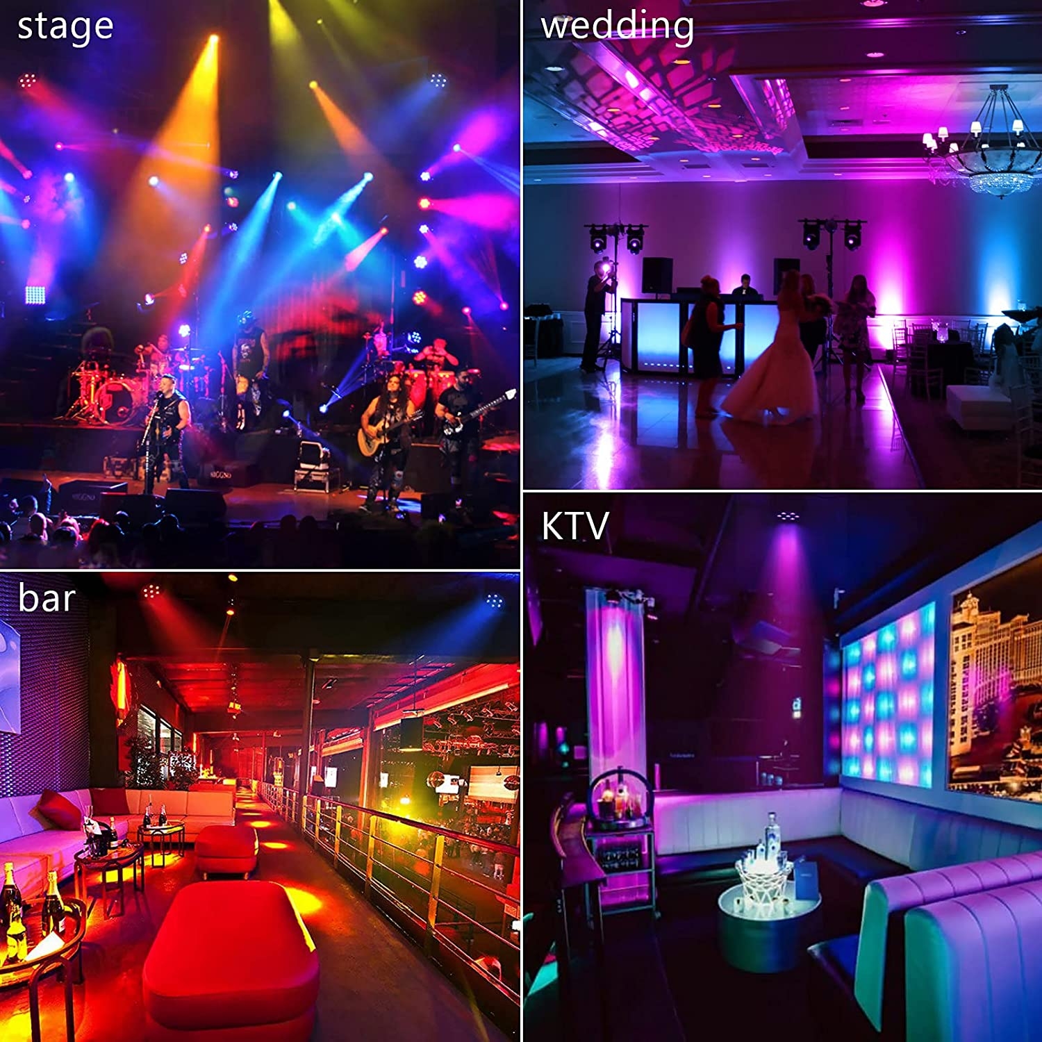 2 Pack Par Lights, YeeSite 70W 7LEDs RGBW 4 in 1 Stage Lights Sound Activated by Remote & DMX Control, Multi-Mode Par Can Light - Image 3