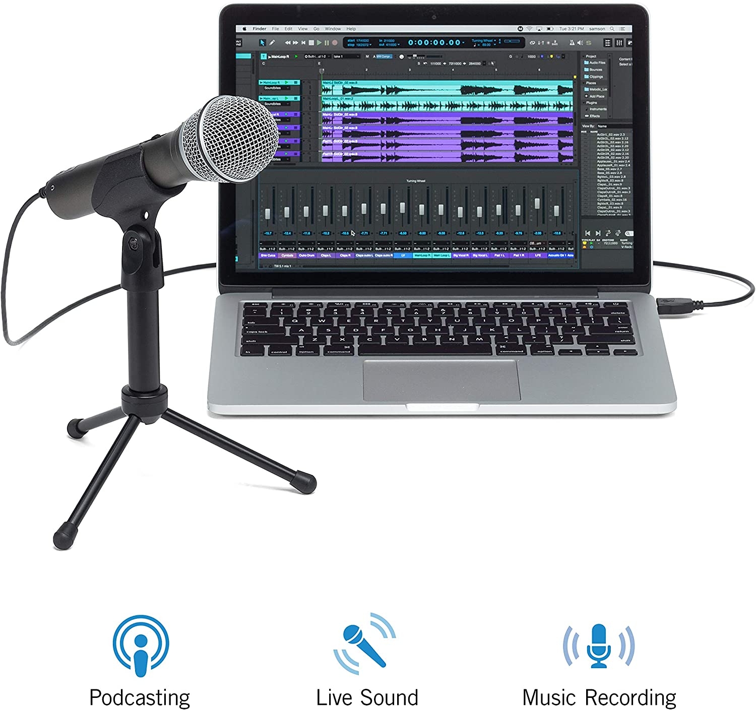 Samson Technologies Q2U USB/XLR Dynamic Microphone Recording and Podcasting Pack (Includes Mic Clip, Desktop Stand, Windscreen - Image 16