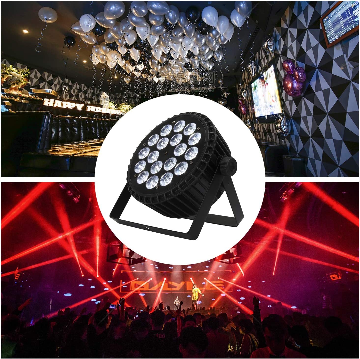 SHEHDS Stage Lights 18x12W LED Par Can Lights RGBW 4in1 DMX Uplights Aluminum Shell LED Stage Lighting DJ Lights with Sound - Image 12