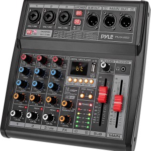Pyle Professional Bluetooth DJ Audio Mixer - 6 - Channel DJ Controller Sound Mixer w/DSP 16 Preset Effects, USB Interface, 4 XLR