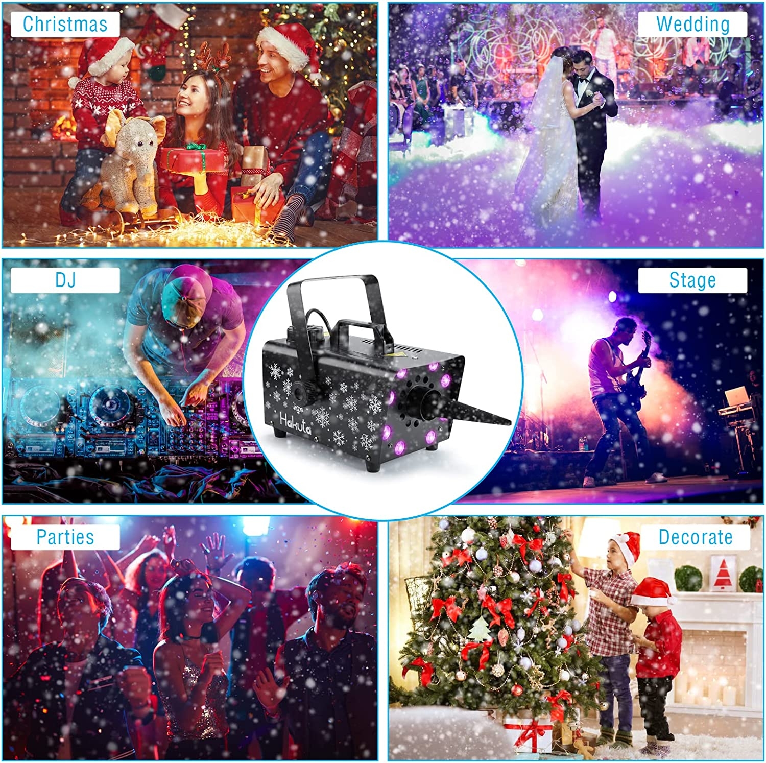 Snow Machine, Hakuta 800W Snow Machine with 8 LED RGB Lights, 13 LED Lighting Colors and 2 Remotes, Perfect for Christmas, - Image 3