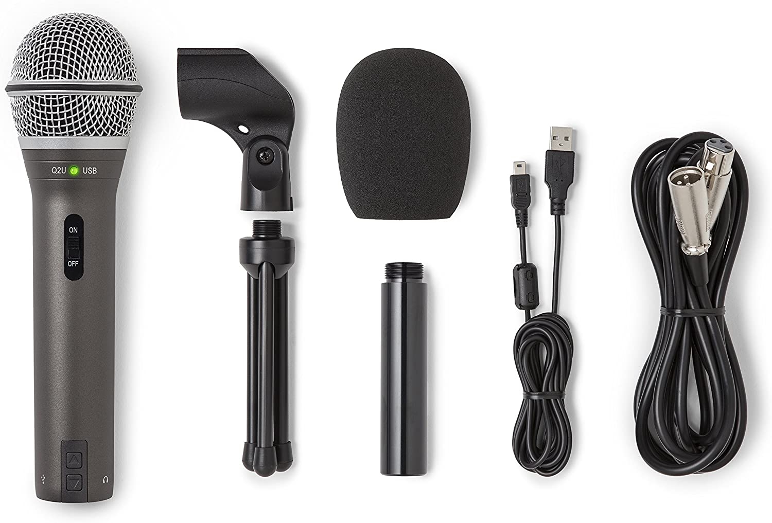 Samson Technologies Q2U USB/XLR Dynamic Microphone Recording and Podcasting Pack (Includes Mic Clip, Desktop Stand, Windscreen - Image 5
